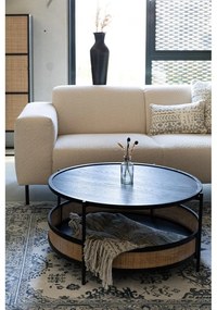 Kръгла масичка за кафе в черен и естествен цвят ø 80 cm Makoto – White Label