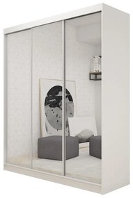 Гардероб с плъзгащи врати и огледало ROBERTA + Безшумна система, 180x216x61, бял