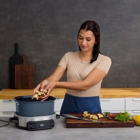 Мултикукър Ninja MC1101EU, 1400W, 6 л, 8 програми, Таймер, Студени дръжки и основа, Среднощно синьо