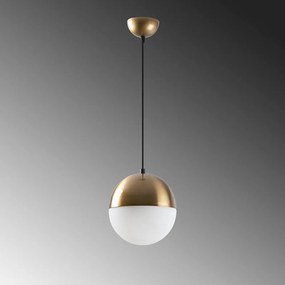 Бяло и златисто висящо осветително тяло със стъклен абажур ø 20 cm Bastos – Opviq lights