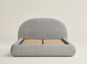 Сиво-бежово двойно легло 160x200 cm тапицирано с място за съхранение с включена подматрачна рамка Maumere – Maison de Rêve