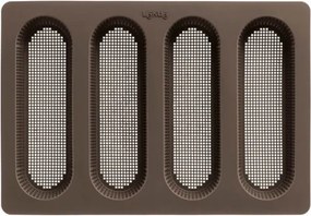 Форма за печене на багети Lekue 1009039, 29x20x2 см, 600 мл, 4 отделения, Платинен силикон, От -60 до +220C, Кафяв