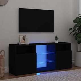 804302 vidaXL ТВ шкаф с LED осветление, черен, 120x30x50 см