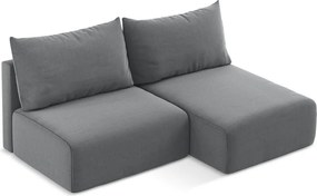 Сив кадифен сгъваем/с място за съхранение ъглов диван (десен ъгъл) Kalena – Makamii