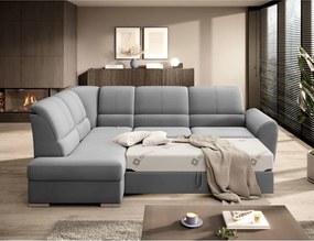 Сив кадифен разтегателен ъглов диван с място за съхранение (ляв ъгъл L форма) Siber – ELTAP