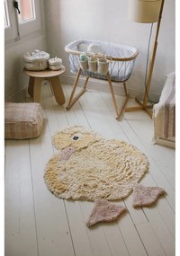 Жълт ръчно изработен памучен детски килим подходящ за пране 95x120 cm Ducky – Lorena Canals