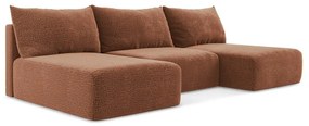 Разтегателен ъглов диван с място за съхранение в тухлен цвят Kalena – Makamii