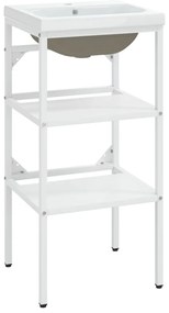 3101373 vidaXL Рамка за мивка за баня с вграден умивалник, бяла, желязна