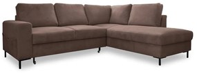 Кафяв разтегателен ъглов диван от рипсено кадифе (десен ъгъл) Lofty Lilly – Miuform