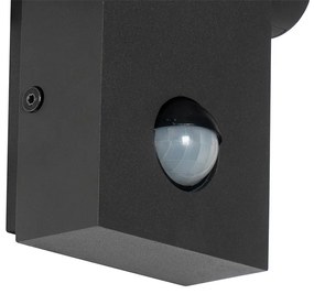 Външна стенна лампа антрацит с LED IP54 с датчик за движение - Zane