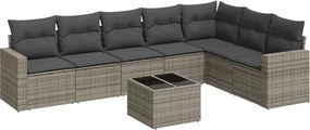 3251397 vidaXL Градински комплект диван с възглавници 8 части сив полиратан