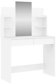 837574 vidaXL Тоалетка с огледало, бяла, 96x39x142 см