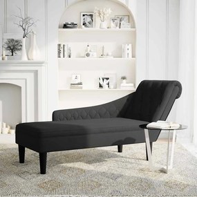4009767 vidaXL Кушетка с възглавница и десен подлакътник, черен, текстил