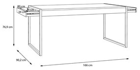 ТРАПЕЗНА МАСА С 2 ЧЕКМЕДЖЕТА ХАЙ РОК 166/90,2/76,9 СМ