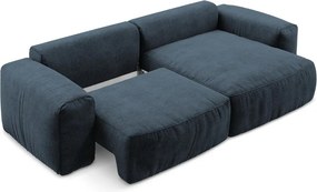 Тъмносин шенилов сгъваем ъглов диван (десен ъгъл) Kuki – Makamii