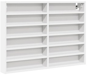 847954 vidaXL Шкаф витрина, бял, 80x8,5x58 см, инженерно дърво