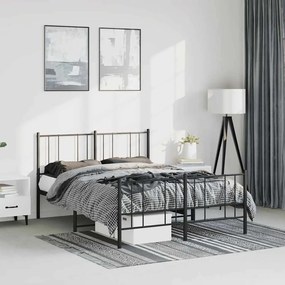 352500 vidaXL Метална рамка за легло с горна и долна табла, черна, 150x200 см