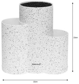 Поставка за ножове и аксесоари Kinghoff KH 1585, Мраморно покритие, 23 х 10 х 22.2 cm, Бял