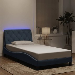 3213838 vidaXL Рамка за легло с LED осветление, тъмносива, 100x200 см, кадифе