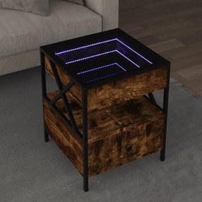 847719 vidaXL Маса за кафе с Infinity LED, опушен дъб, 40x40x51 см
