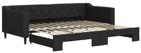3197428 vidaXL Канапе с изтеглящо разтегателно легло черно 90x200 см плат