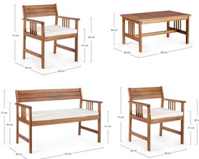 Градински комплект от за отдих от масивна акация в тъмно естествен цвят за 4 Noemi – Bizzotto
