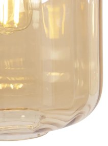 Дизайнерски висящ аплик черен с кехлибарено стъкло 3-светлина 161,5 см - Qara