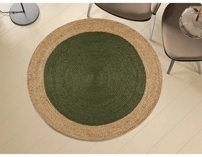 Зелен-естествен цвят кръгъл килим ø 90 cm Mahon - Universal