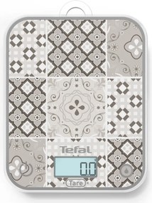 Кухненска везна Tefal Optiss BC50D6V0, До 5 кг, ТАРА, LCD, Стъкло, Големи цифри, Сив/декоративен десен