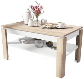 Разтегателна холна маса с повдигащ плот и полица ADEN дъб сонома/бяла