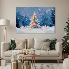Картина на платно – Коледно дърво в зимен пейзаж