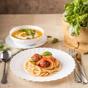 Сервиз за хранене Kinghoff KH 1921, 18 части, За 6 души, Опалово стъкло, Бял/Зластист