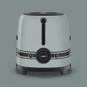 Тостер за хляб SMEG 50's Style Porsche TSF01PSGEU, 950W, 2 филии, 6 нива, Тавичка за трохи, Вграден кабел, Неръждаема стомана, Зелен
