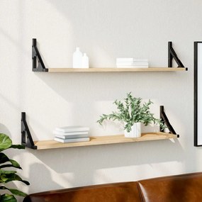 836329 vidaXL Стенни рафтове, 2 бр., дъб сонома, 80x15x15,5 см, инженерно дърво