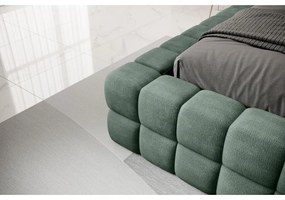 Тъмнозелено двойно легло 180x200 cm тапицирано с място за съхранение с включена подматрачна рамка Dizzle – ELTAP