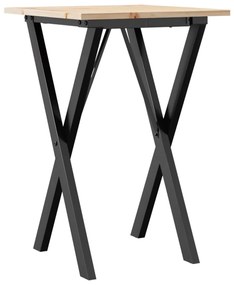 3282691 vidaXL Трапезна маса X-образна рамка 50x50x75 см бор масив и стомана