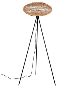 Подова лампа в черно-природен цвят (височина 150 cm) Hedda - Trio