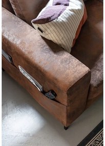 Кафяв разтегателен ъглов диван от изкуствена кожа (десен ъгъл) Lofty Lilly – Miuform