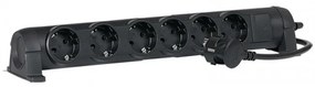 Legrand 694609  Разклонител 6х2P+E с кабел 1,5 метра, немски стандарт, Черен - 694609