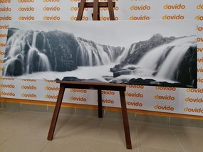 Картина на платно – Величествени водопади в черно-бяло изпълнение