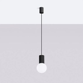 Черно висящо осветително тяло със стъклен абажур ø 12 cm Orbital – Sollux