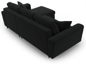 Черен кадифен разтегателен ъглов диван с място за съхранение Kyoto – Cosmopolitan Design