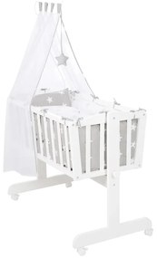 Бяла люлка на колела с балдахин 40x90 cm Little stars - Roba