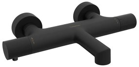 Матово-черна стенна батерия за вана (2 изхода) Solaris – Sapho