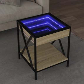 Sonata H Маса за кафе с Infinity LED, сонома дъб, 40x40x49 см