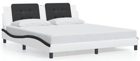 3208204 vidaXL Рамка за легло без матрак Zadar, бяла, черна, 180x200см, изкуствена кожа