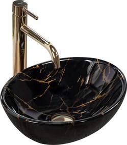 Умивалник за плот Rea Sofia Mini Black Marble Shiny
