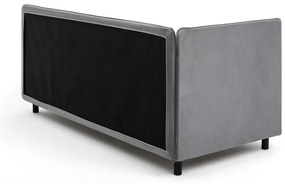 Сиво единично легло тапицирано с място за съхранение с включен матрак 90x200 cm Avela – Bonami Selection