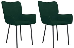 344822 vidaXL Трапезни столове, 2 бр, тъмнозелени, кадифе
