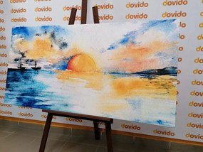 Картина на платно – Акварелно море и залязващо слънце